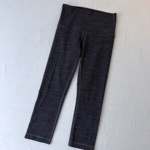 Lululemon High Rise Space Dye‎ Cropped Leggings Grey Black Size 6